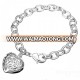 925 Silver Plated Hollow Heart Bracelet Thick Metal Chain Bracelet
